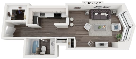 S Floor Plan | 465 Sq. Ft. at North Harbor Tower, Chicago, IL, 60601