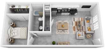 1 Bed 1 Bath Floor Plan with 620 Sq. Ft.  at  Highland Mill Lofts Charlotte NC