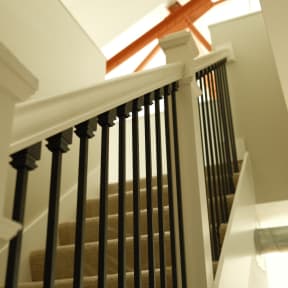a skylight in a stairwell in a home