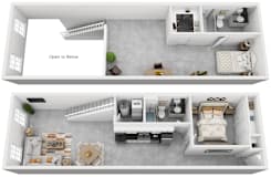 2 Bed 2 Bath Floor Plan with 1,166-1,192 Sq. Ft. at Highland Mill Lofts Charlotte NC