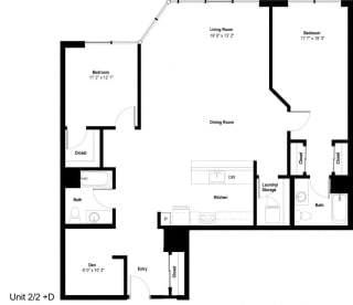 The Danforth Apartments 2x2D Floor Plan