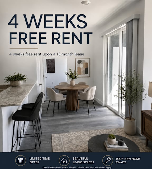 A poster advertising a one month move in special for a 13 month lease.