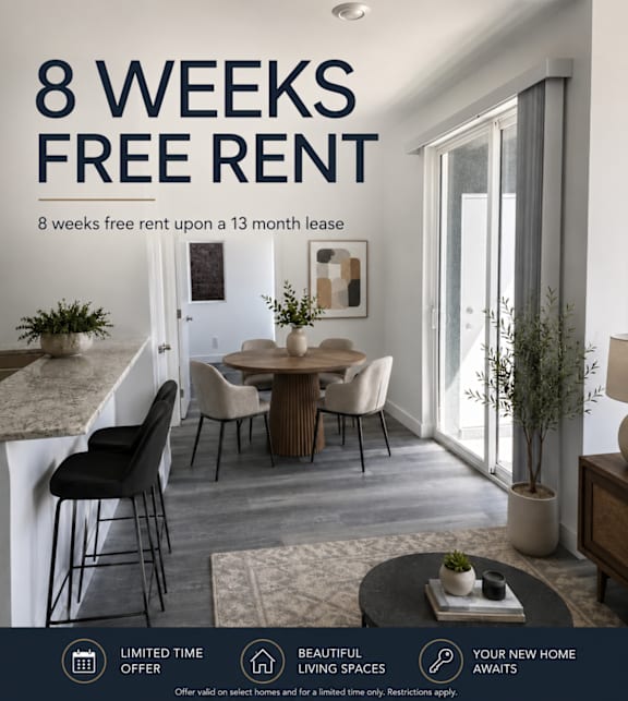 A poster advertising a one month move in special for a 13 month lease.
