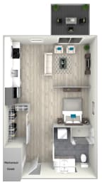 Studio One Bath with Patio 502 Floor Plan at Nightingale, Rhode Island, 02903