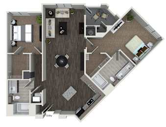 Floor Plan  two bedroom floor plan at 808 west apartments