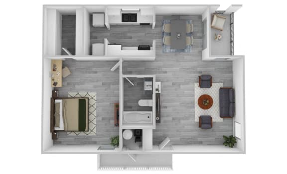 a stylized floor plan of a 1 bedroom005 sq ft