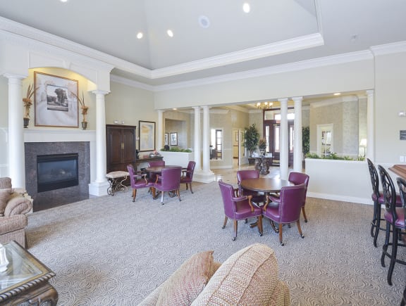 Spacious Clubhouse Lounge Area with Fireplace