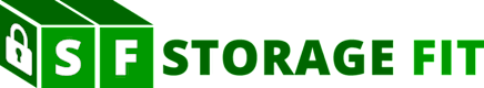 A green logo with the letters S, F, and a padlock, and the words "STORAGE FIT" below it.