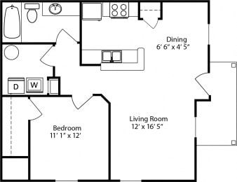  Floor Plan 1-BR Deluxe Garden - Phase II