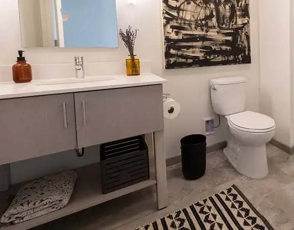 Bathroom at The Assembly, Detroit, MI, 48216