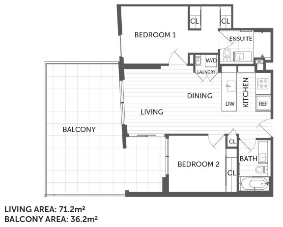 Floor Plan  2O - 2Bed 2 Bath - The Briscoe by Kinleaf