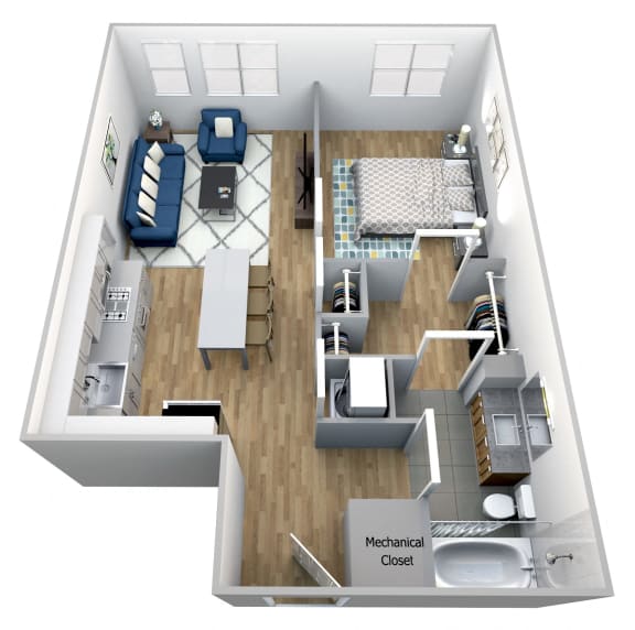 Floor Plan  C-4 1 Bed Floor Plan at Centro Arlington, Arlington, VA, 22204