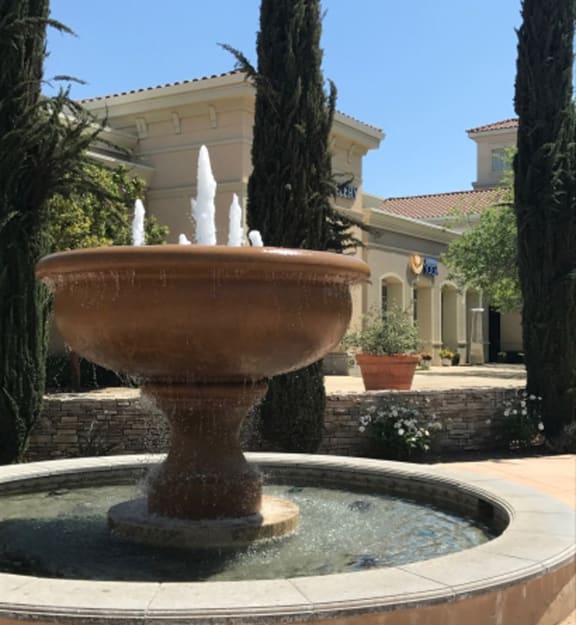Brown fountain at nearby shopping center, Le Provence at the Dominion, Fresno 93720