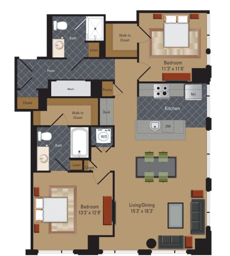 Floor Plan  C1 Floor Plan at The Millennium, Arlington