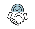 A handshake with a checkmark in the middle.