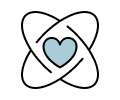 A blue heart in a black square.