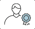 A person is holding a blue ribbon.