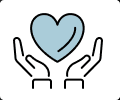 Two hands holding a heart shape.
