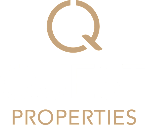 the logo for quest is shown in white on a black background
