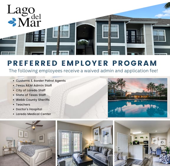 A flyer for a preferred employer program offering a waived admin and application fee for certain employees.