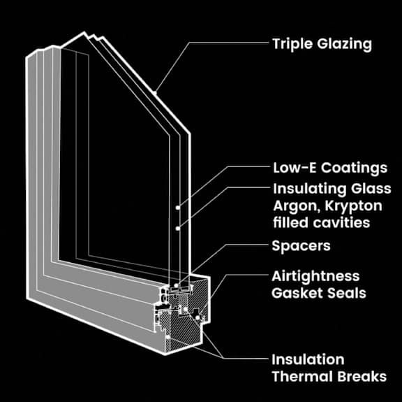 a diagram of a window with descriptions of its components