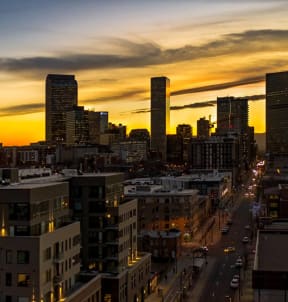 the city at sunset