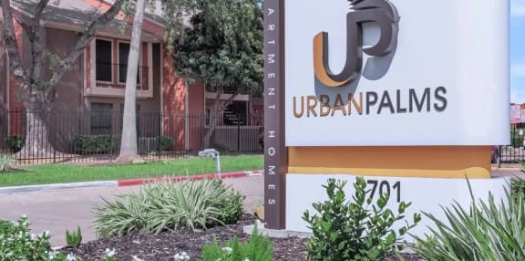 our sign in front of our building at the apartments for rent