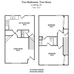  Floor Plan 2B, 1.5B -  2 Story - 7320, 7322