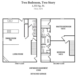  Floor Plan 2B, 1.5B - 2 Story - 7313, 7273