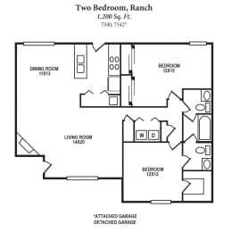  Floor Plan 2B, 1.5B - Ranch - 7340, 7342