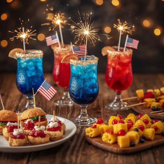 4th of July Happy Hour cocktails and appetizers at Hilltop Commons Senior Living, Grass Valley, California