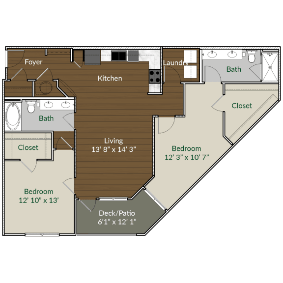 Our B6 floor plan at Apartments @ Eleven240, Charlotte, NC, 28216