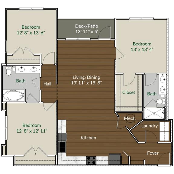 Our C1 floor plan at Apartments @ Eleven240, Charlotte, NC