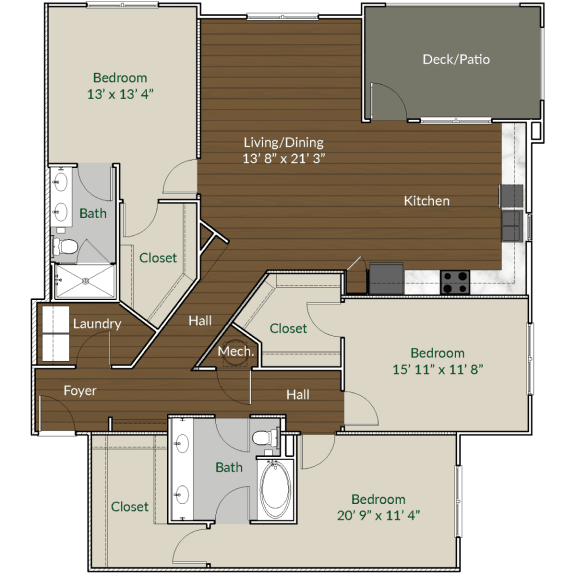 Floor Plan  Our C2 floor plan at Apartments @ Eleven240, Charlotte, 28216