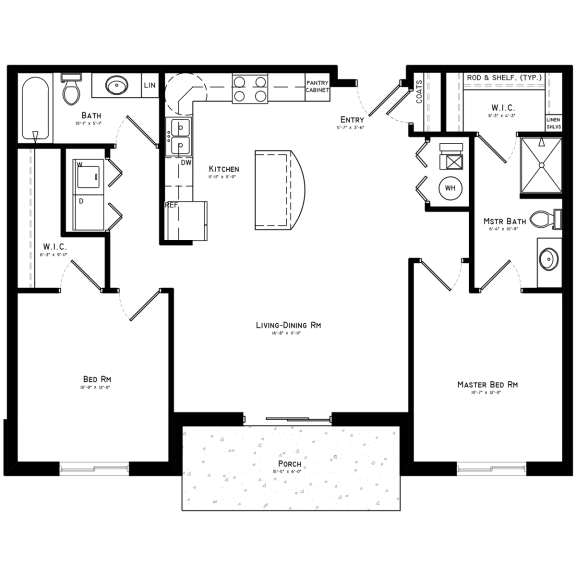 Oxford Floor Plan, 1049 SF