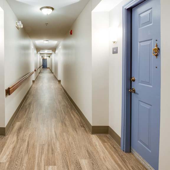 Interior hallway with door entry