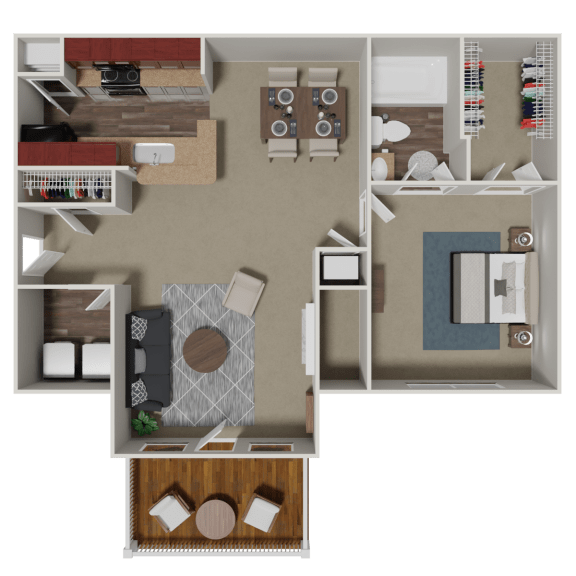 Floor Plan  Ashford 1 Bedroom 1 Bath Floorplan at Crestmark Apartment Homes, Lithia Springs, GA