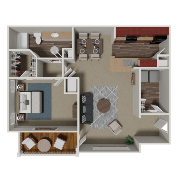 August 1 Bedroom 1 Bath Floorplan at Crestmark Apartment Homes, Lithia Springs, 30122
