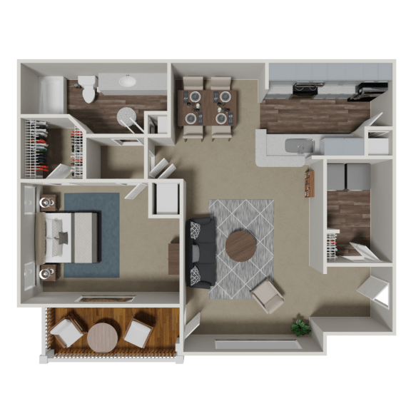 August 1 Bedroom 1 Bath Floorplan at Crestmark Apartment Homes, Lithia Springs, 30122