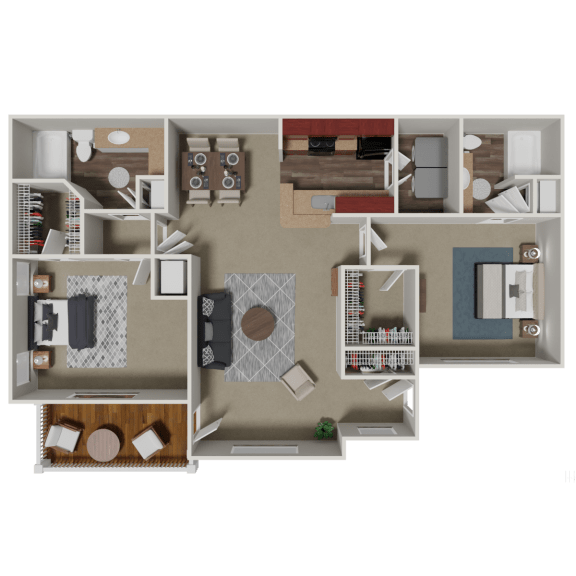 Cherrywood Upgrade - Bradford 2 Bedroom 2 Bath Floorplan Bradford 2 Bedroom 2 Bath Floorplan at Crestmark Apartment Homes, Georgia, 30122