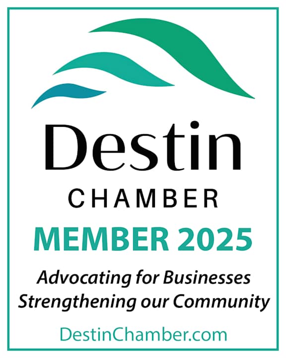 A logo for Destin Chamber of Commerce is displayed.