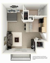 studio floor plan 450 square feet