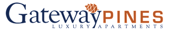 The image is a logo for Gateway Pines Luxury Apartments.