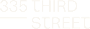 The image displays the text "335 THIRD STREET" in white on a black background.