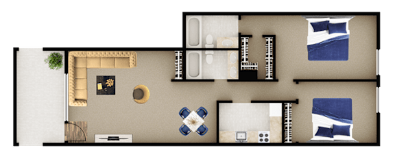  Floor Plan 2x2 B2