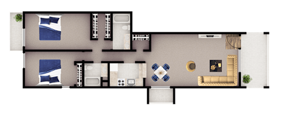  Floor Plan 2x2 B4