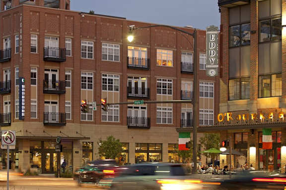 A building with the word  at The Foundry Apartments , South Bend, IN, 46617