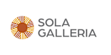 A logo with a sun and the words "SOLA GALLERIA" in front of it.