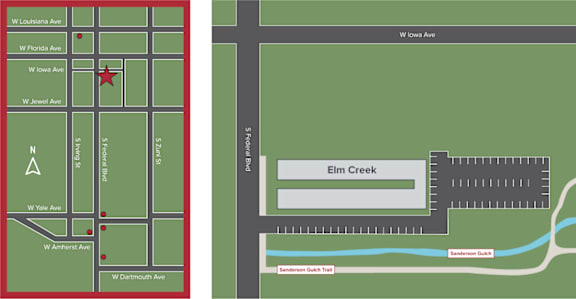 A map with a red star on it and a map with a blue line on it.