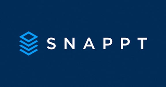 The image features the word "SNAPPT" in white letters on a blue background.